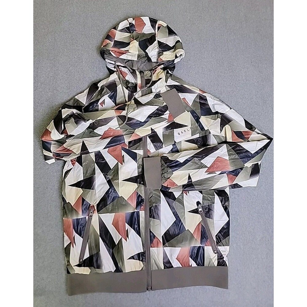 Bob Marley Winbreaker Mens S Glass‎ Print White Hood 1/2 Zip Rasta Lightweight